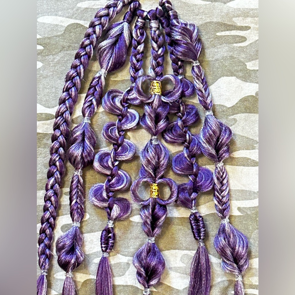 Six-Braid Tie-In Rave Ponytail Purple & Lavender Festival Hair Hippie Boho